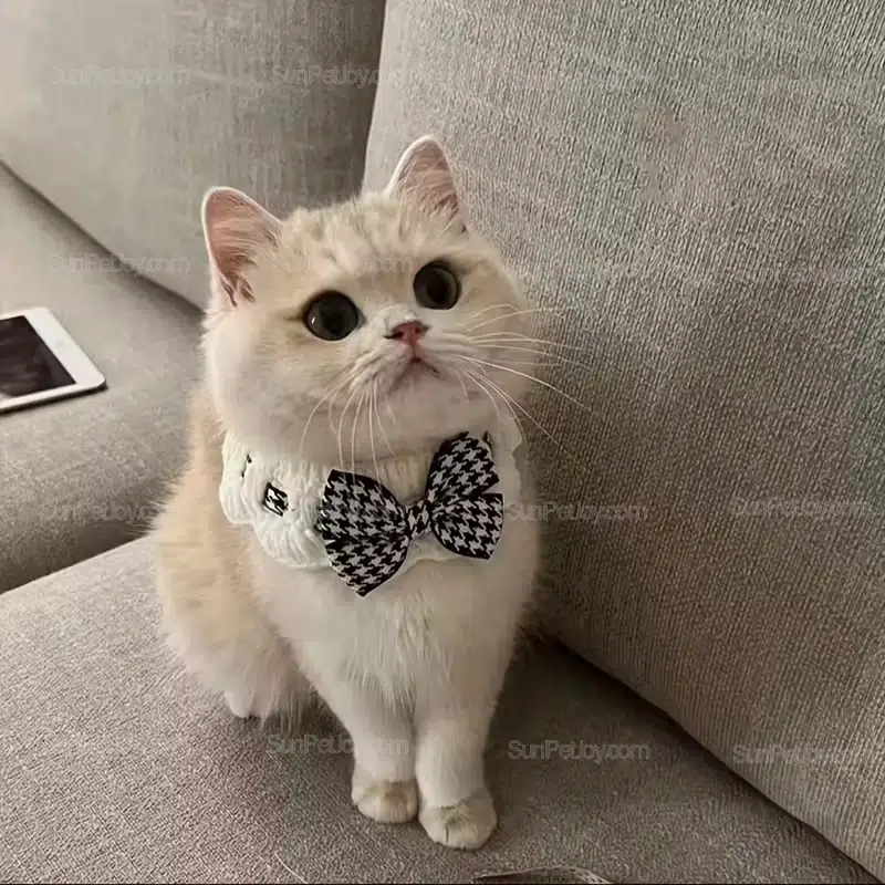 Wholesale Houndstooth Bow Cat Collar with Soft Elastic Fit