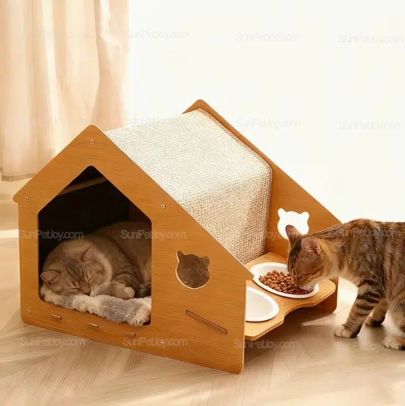 Wholesale Modern Wooden Cat House with Enclosed Resting Space