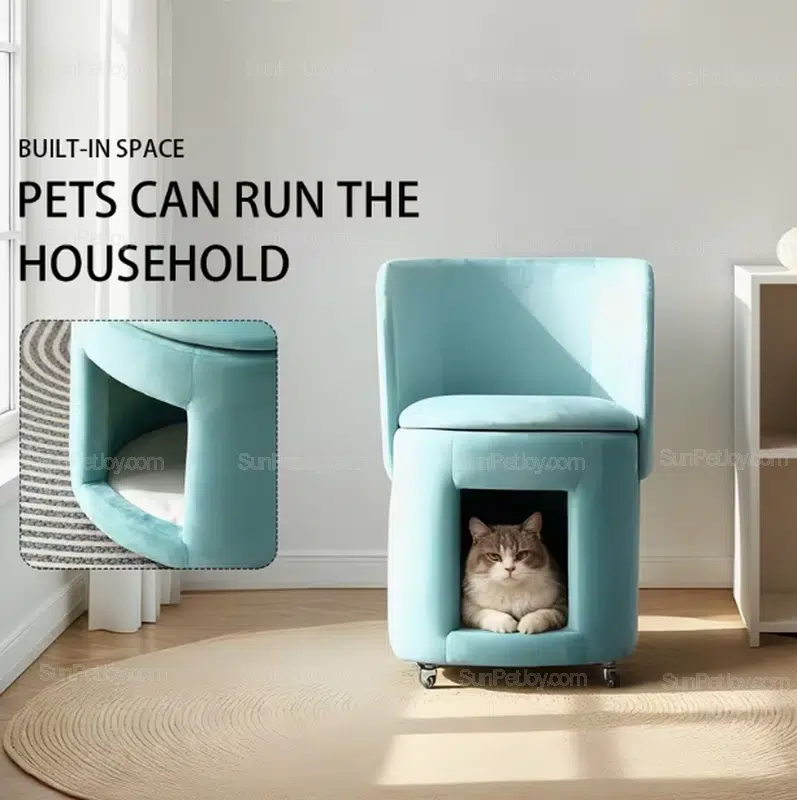 Wholesale Portable Cat House Footrest in Turquoise Blue