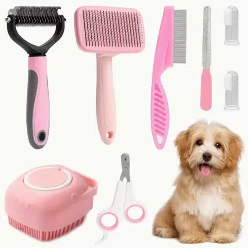 Wholesale Self-Cleaning Dog Grooming Kit: 8-Piece Set with Clippers & Brushes