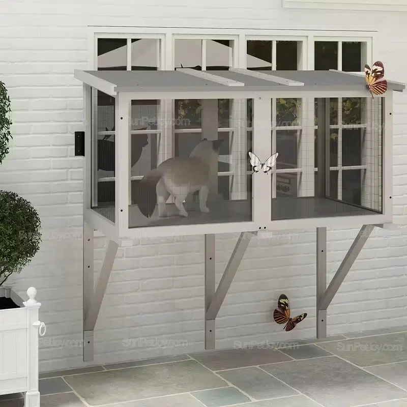 Wholesale Wall-Mounted Outdoor Cat Enclosure in Gray