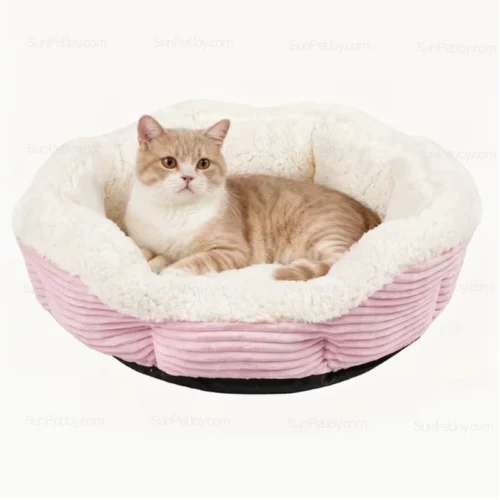 Wholesale Winter Plush Cat Bed with Non-Slip Base