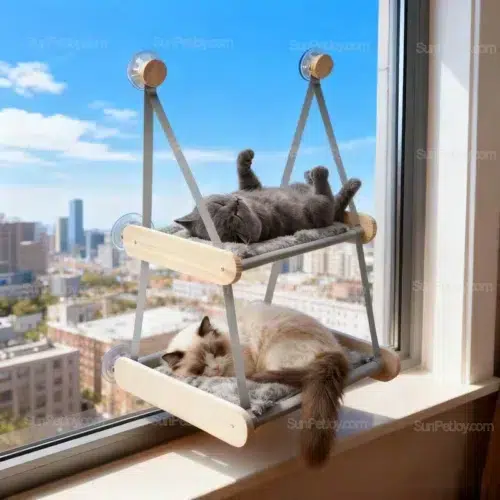 Wholesale Wooden Cat Hammock with Suction Cup Mount