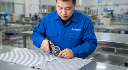 This is our final packaging stage where we carefully prepare each dog blanket for shipment, upholding product integrity and presentation to support efficient wholesale distribution.