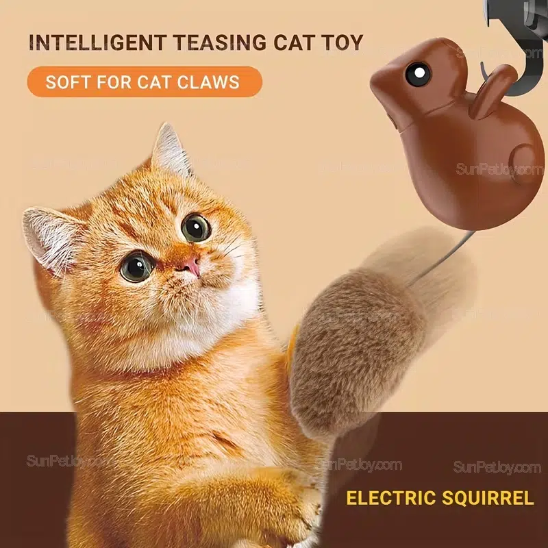 Wholesale Smart Hanging Cat Toy with Auto Lift Motion & Plush Squirrel