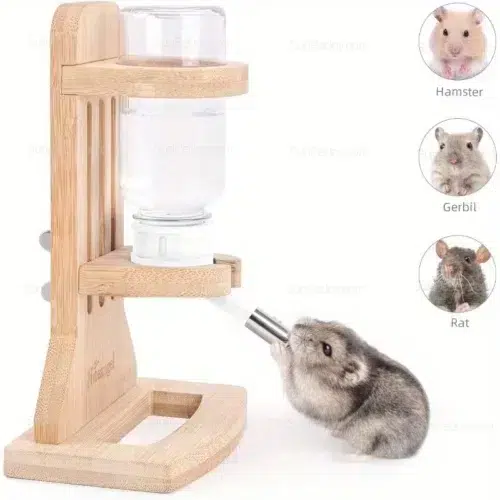 Custom Small Animals Bamboo Water Dispenser with Freestanding Stand