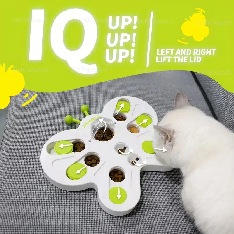OEM Cat Slow Feeder Puzzle Bowl with Multi Treat Compartments