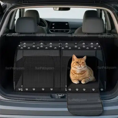 OEM Cat Car Kennel with Dual Partition for Travel Use