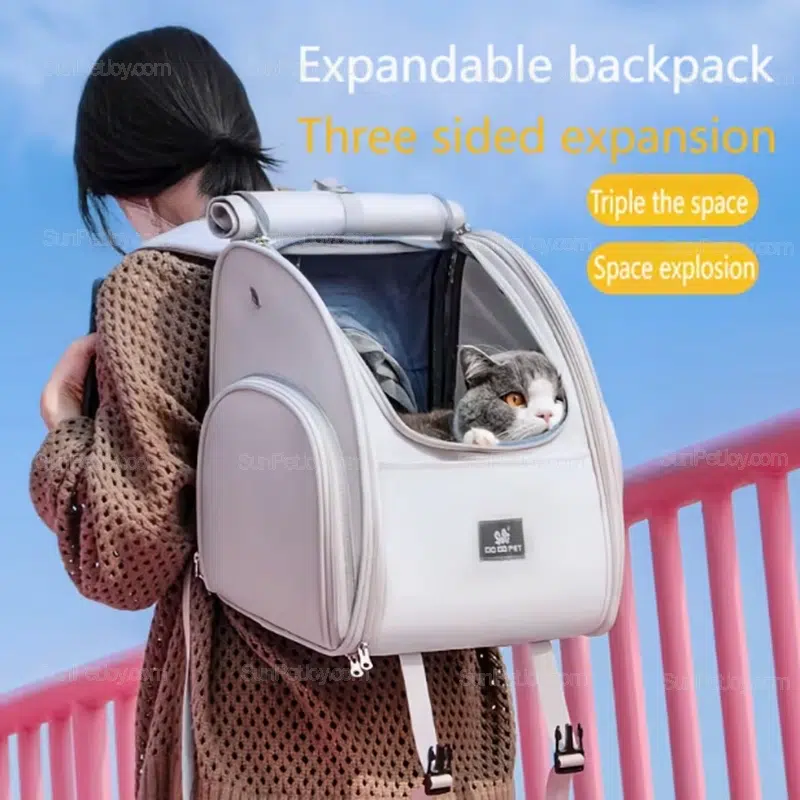OEM Cat Expandable Backpack Carrier with Triple Mesh Space