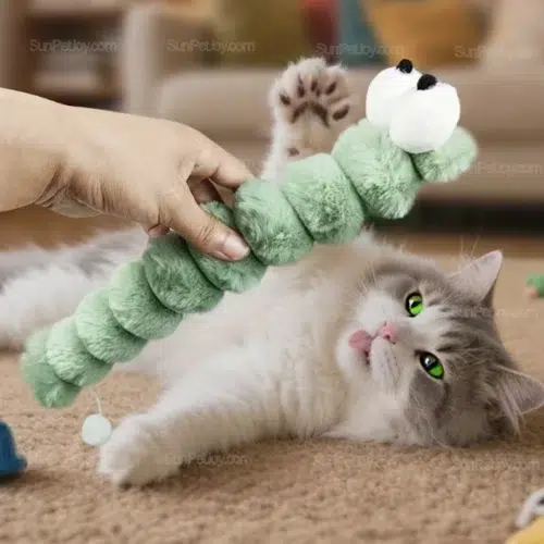 OEM Cat Plush Chew Toy with Caterpillar Design for Dental Care