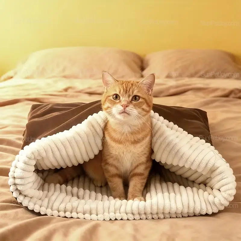 OEM Semi-Enclosed Cat Sleeping Bag with Thermal Comfort