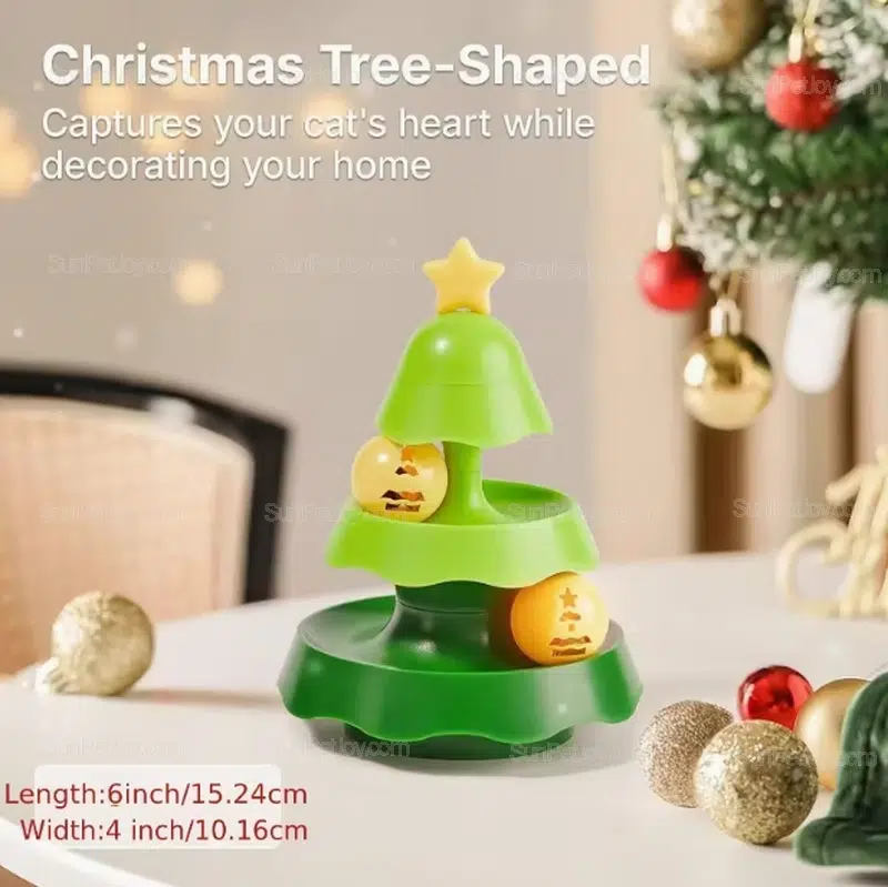 OEM Cat Christmas Tree Rotating Toy with Three-Tier Track - Image 4