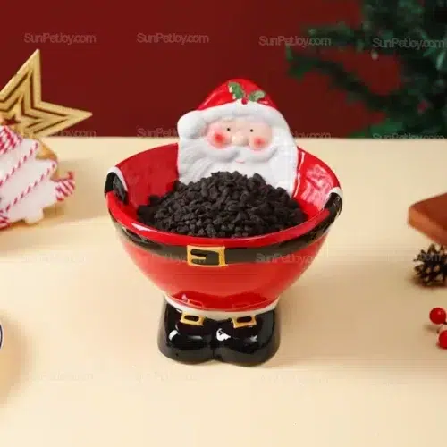 Wholesale Small Animals Santa Claus Ceramic Pet Bowl