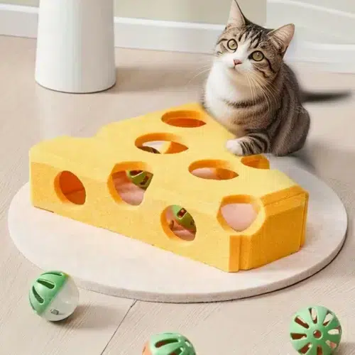 OEM Cat Cheese-Style Puzzle Toy with Enclosed Ball Channels
