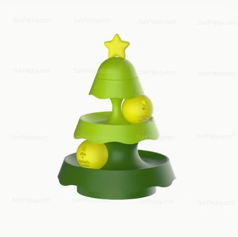 OEM Cat Christmas Tree Rotating Toy with Three-Tier Track - Image 3