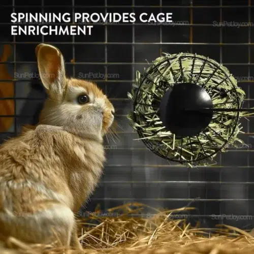 Custom Small Animals Hanging Hay Feeder with Metal Spin Wheel