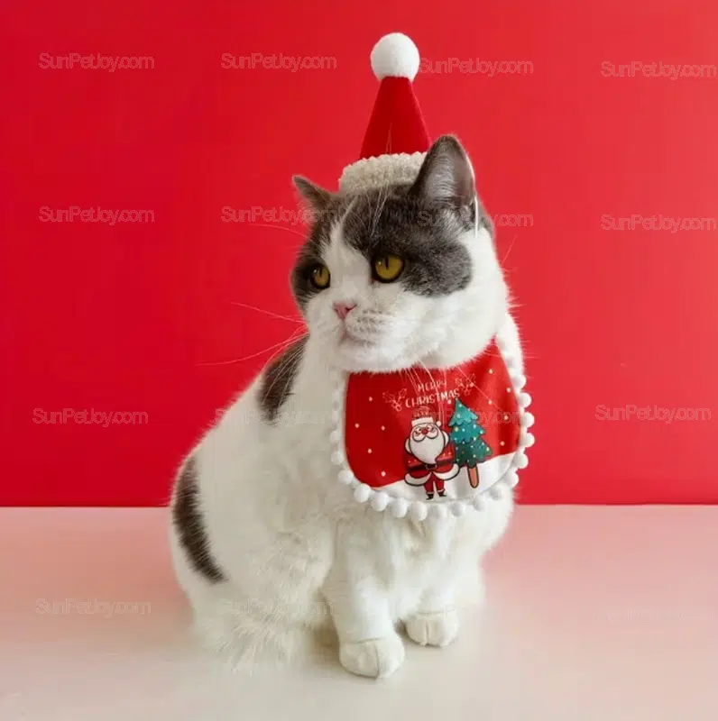 Wholesale Cat Christmas Hat & Bib Set for Holiday Displays