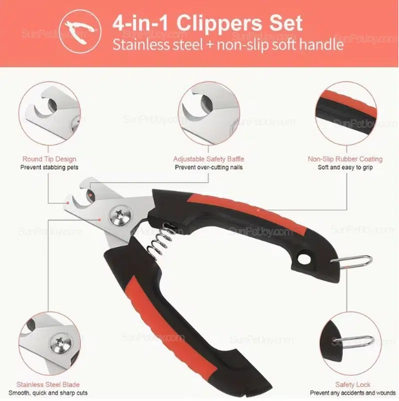 Wholesale Cat Nail Clipper Set with Safety Guard, 4-Piece Stainless Kit - Image 4