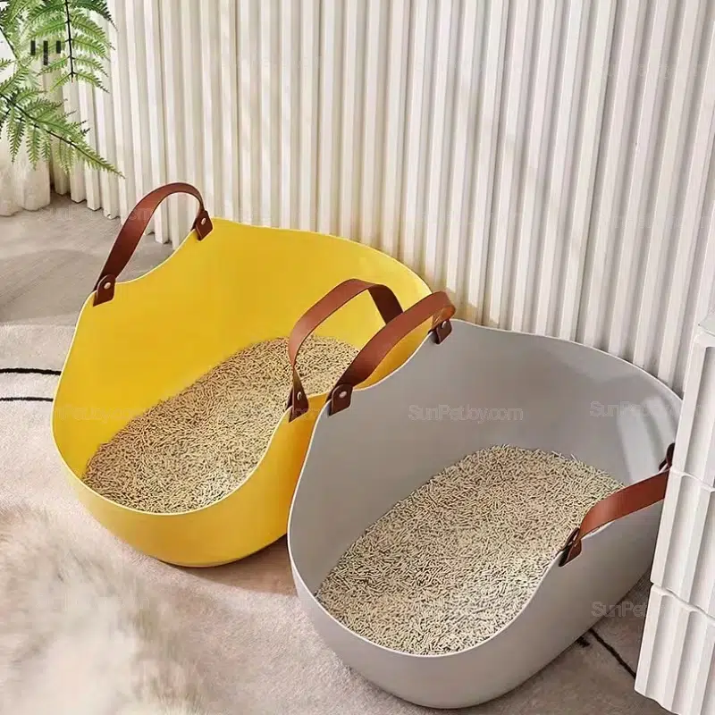 Wholesale Portable Cat Litter Box with Leather Handles