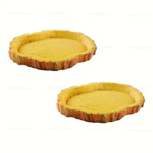 Wholesale Reptile Water Dish Set, Bark Texture Shallow Bowls (2-Pack)