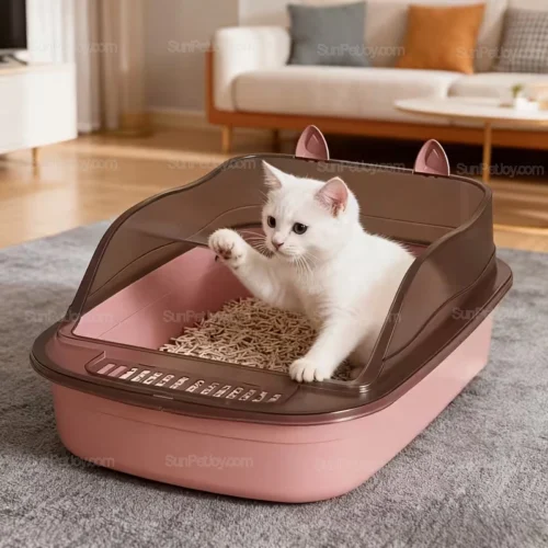 Wholesale Semi-Enclosed Cat Litter Box for Bulk Orders