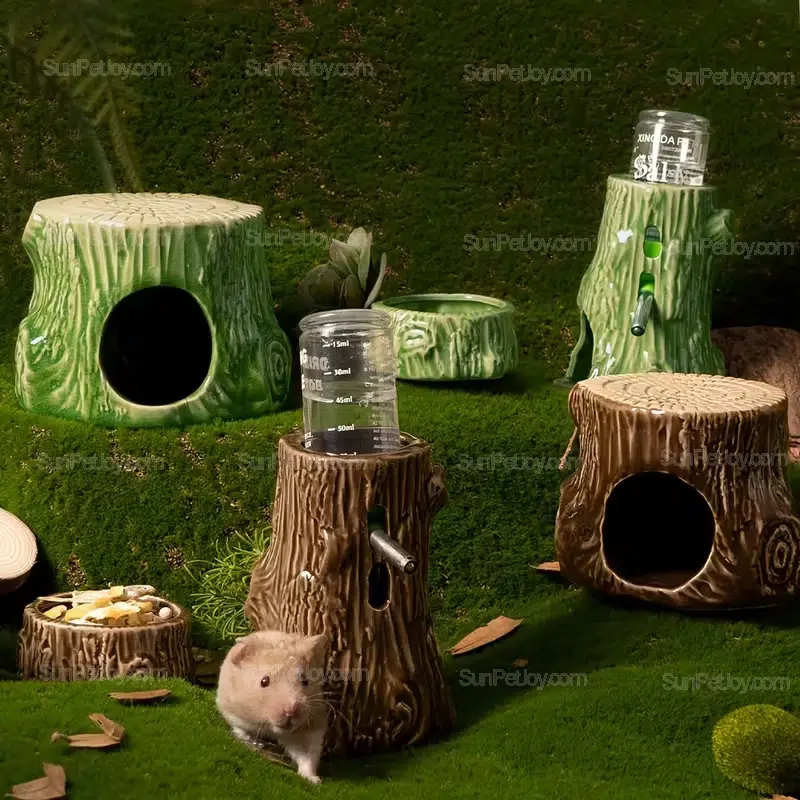 OEM Small Animals Tree-Style Ceramic Habitat with Water Stand