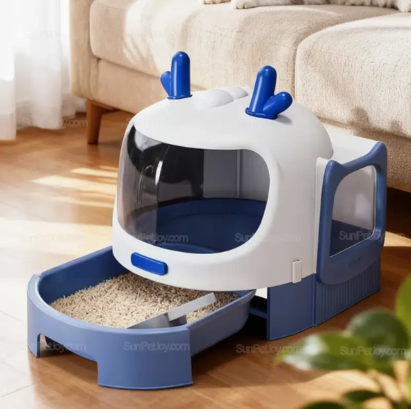 large enclosed cat litter box