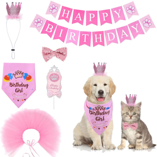 Custom Dog Birthday Crown with Glitter Nonwoven Finish