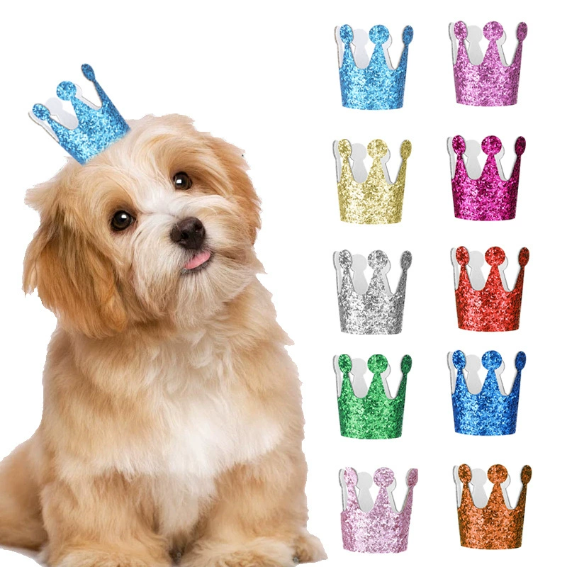Custom Dog Birthday Crown with Glitter Nonwoven Finish