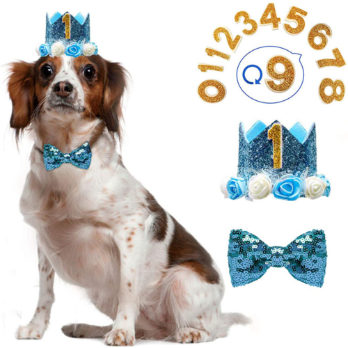 Custom Dog Birthday Crown with Glitter Nonwoven Finish