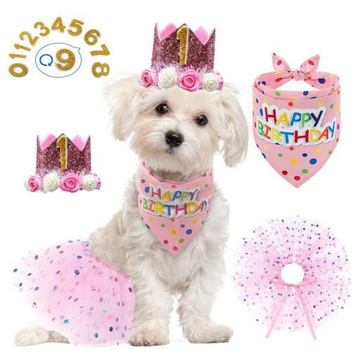 Custom Dog Birthday Crown with Glitter Nonwoven Finish