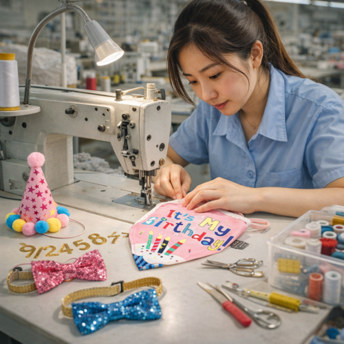 Custom Dog Birthday Hat with Bandana and Number Set
