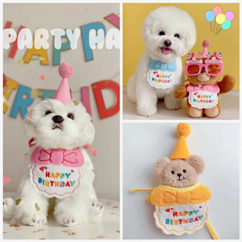 Custom Dog Birthday Hat with Bandana and Number Set