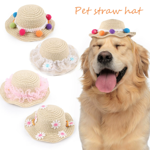 Wholesale Dog Straw Hat in Straw Weave