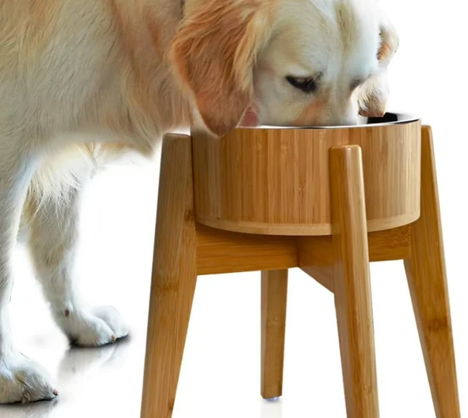 wooden dog bowl stand