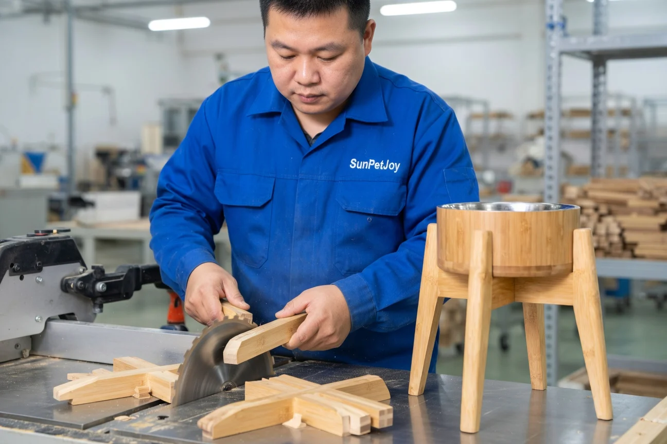 wooden dog bowl stand