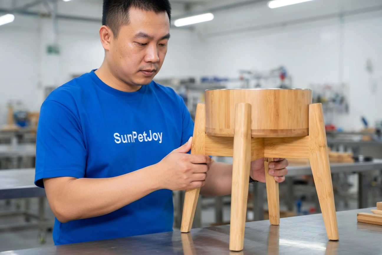 wooden dog bowl stand