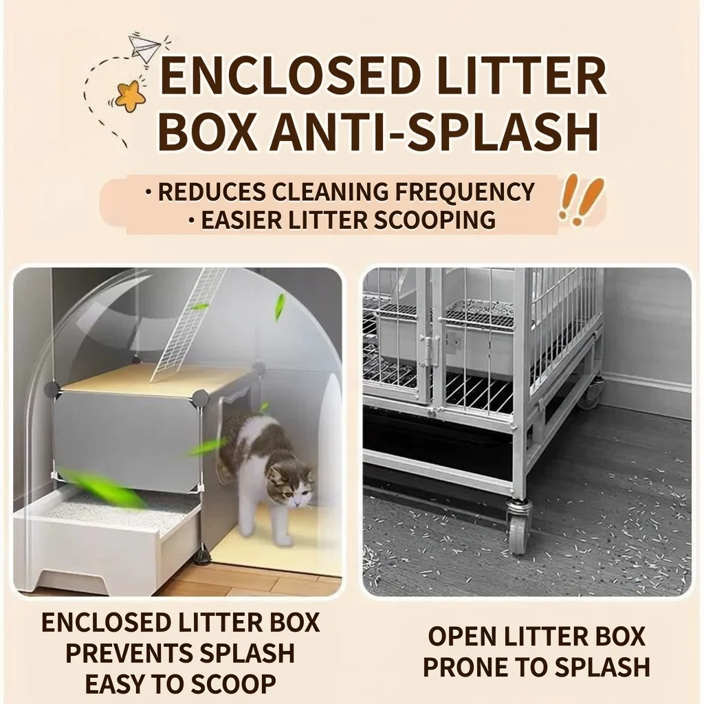 cat cage with litter box