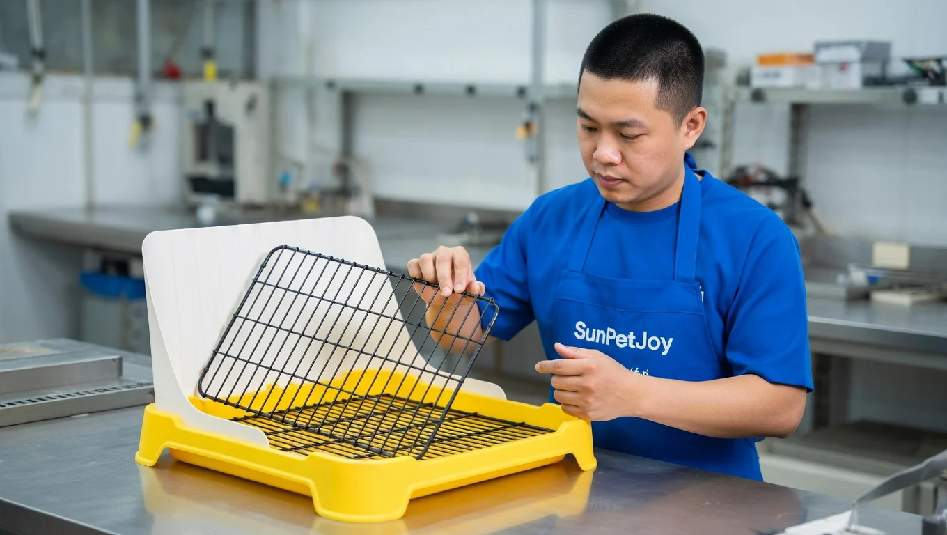 cat sifting litter tray