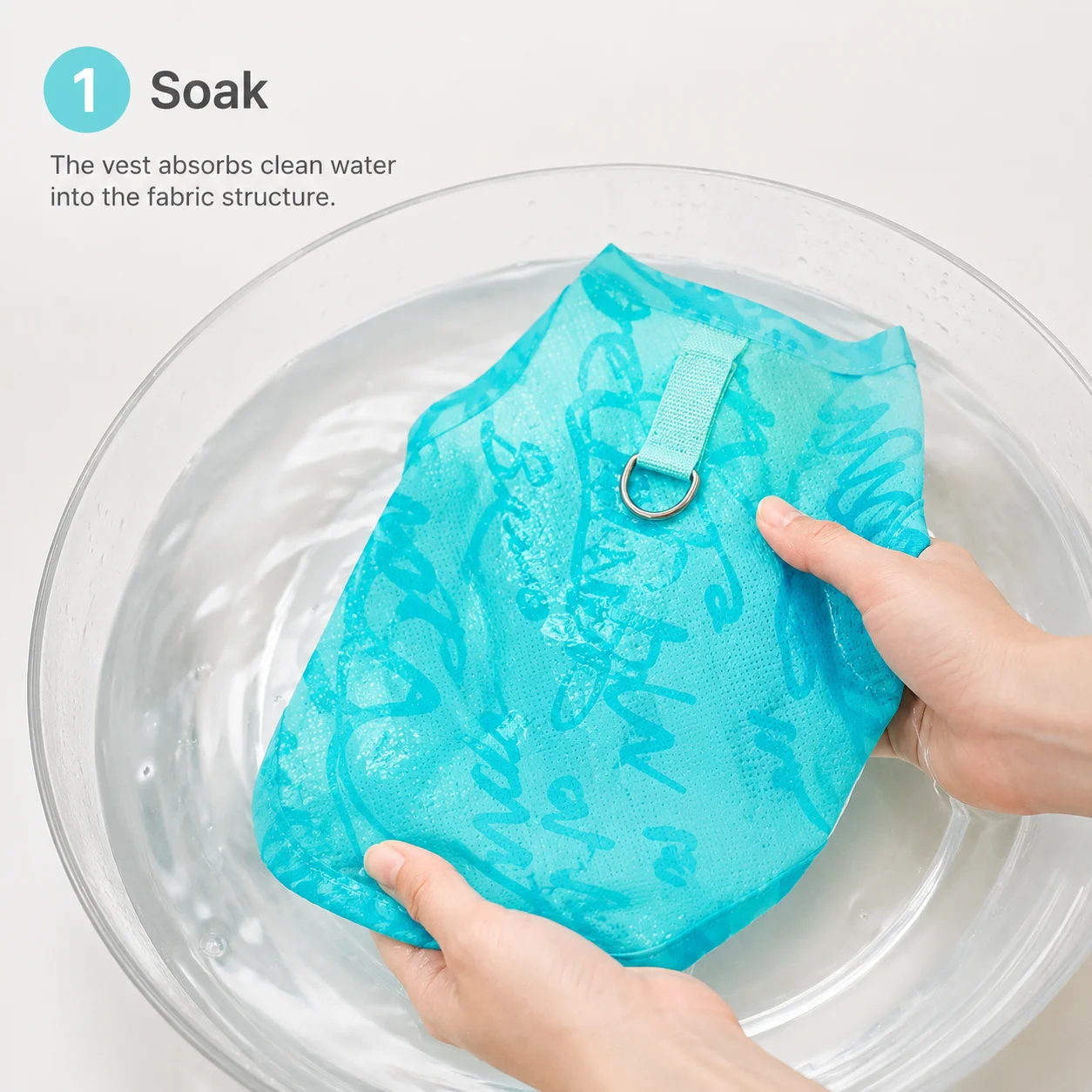 Step 1 soak Cooling Dog Vest in clean water