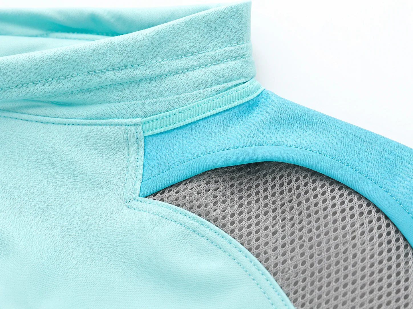 Stitching and edge binding detail of dog cooling jacket