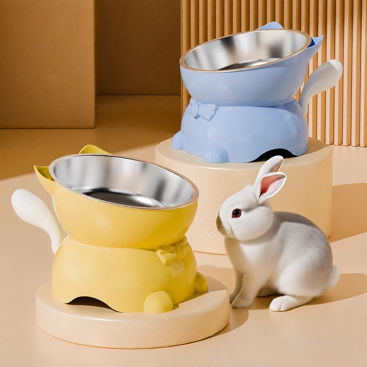 rabbit food and water bowls